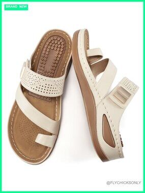 FUDYNMALC Womens Faux Leather Wedge Orthopedic Bunion Sandals Comfortable